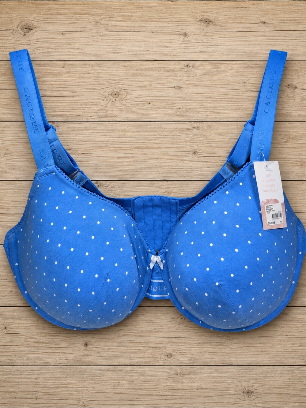 Cacique Blue Polka Underwire T-Shirt Bra Size 42G NWT